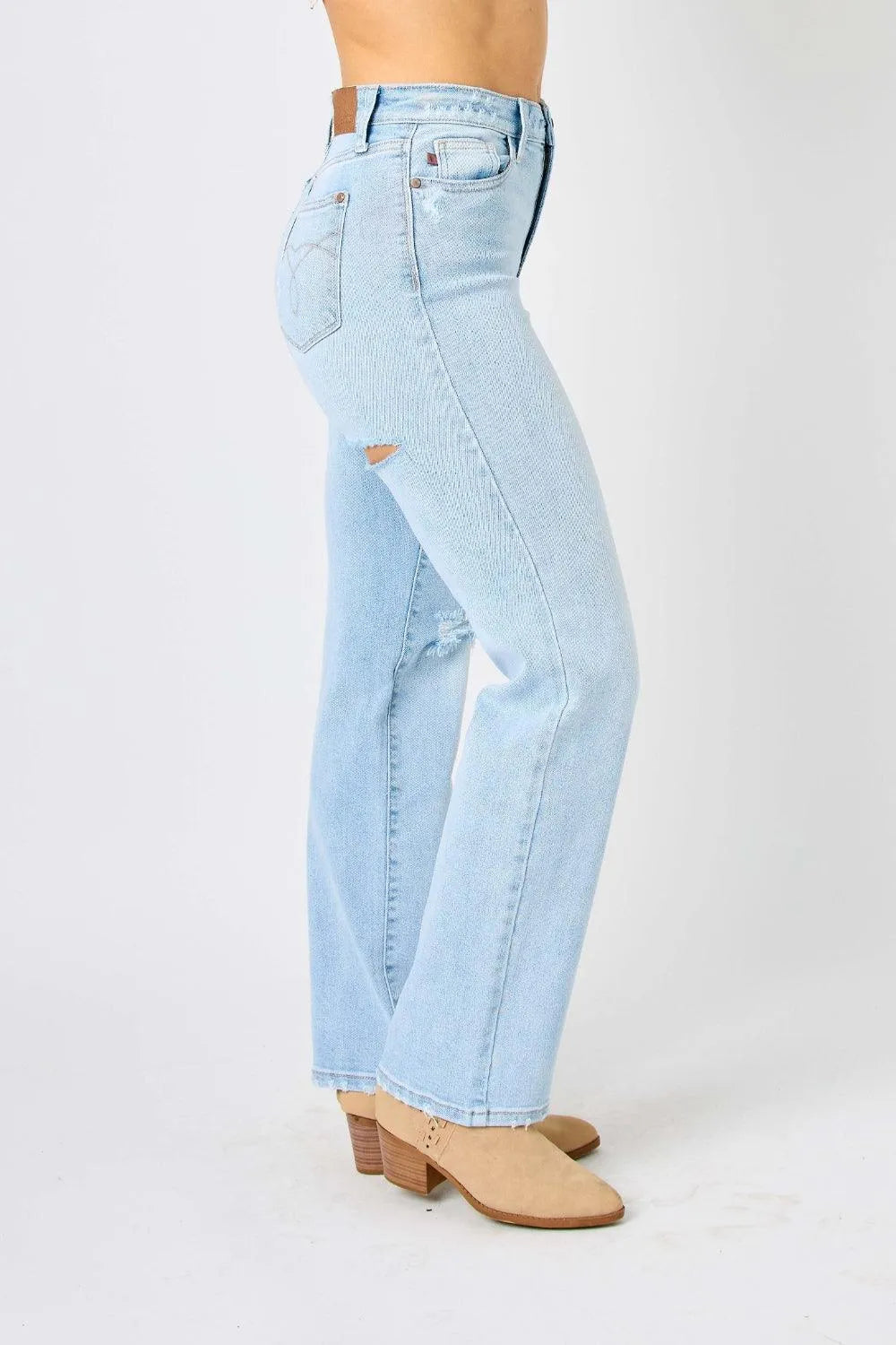 Judy Blue High Waist Distressed Straight Jeans - Jessiz Boutique