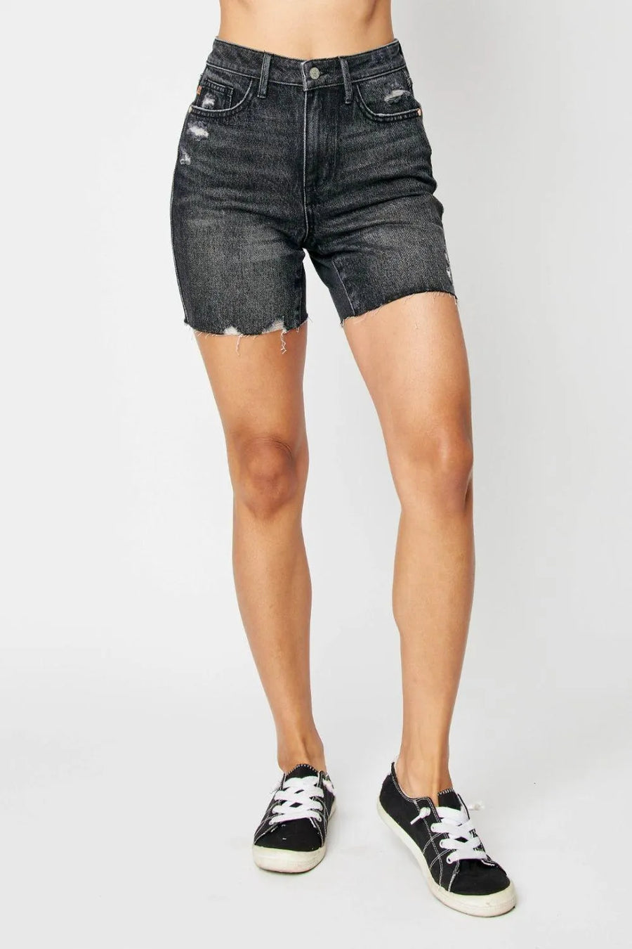 Judy Blue High Waist Tummy Control Black Denim Shorts - Jessiz Boutique