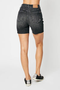 Judy Blue High Waist Tummy Control Black Denim Shorts - Jessiz Boutique