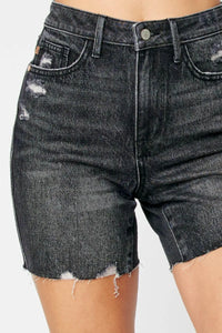 Judy Blue High Waist Tummy Control Black Denim Shorts - Jessiz Boutique