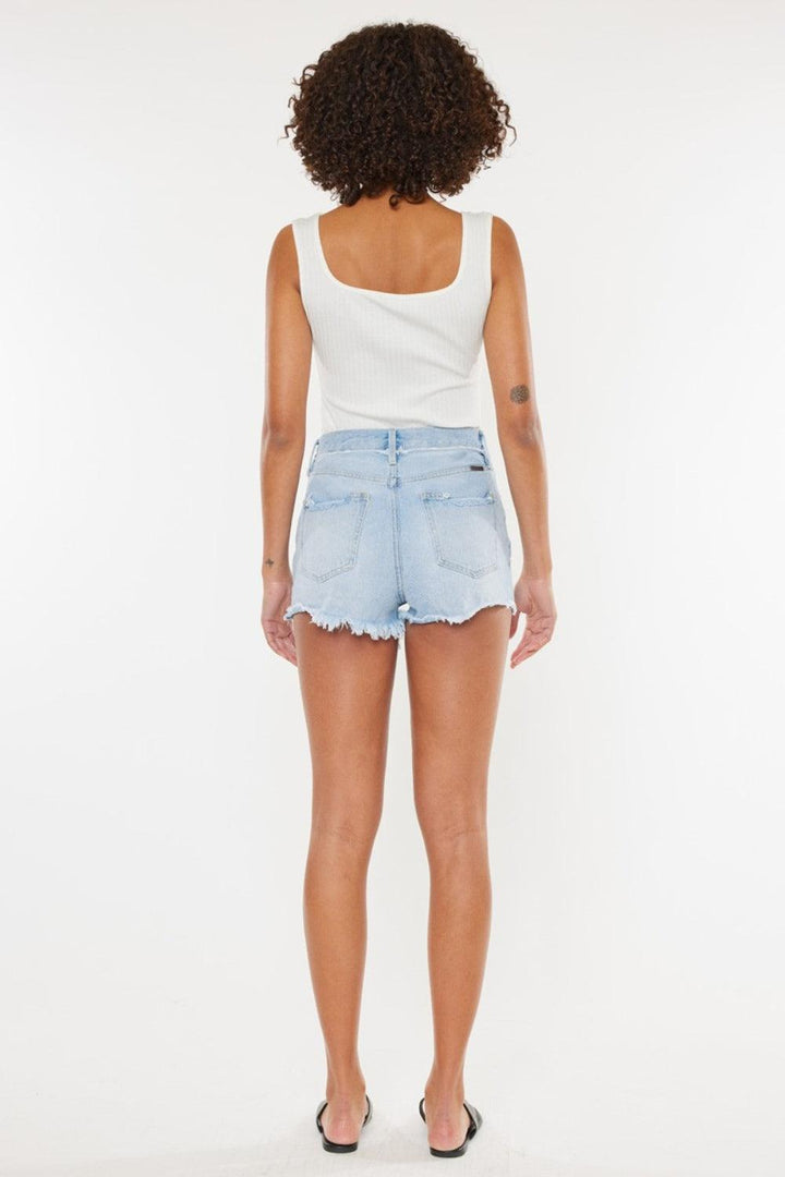 Kancan Distressed Button Fly Medium Denim Shorts - Jessiz Boutique