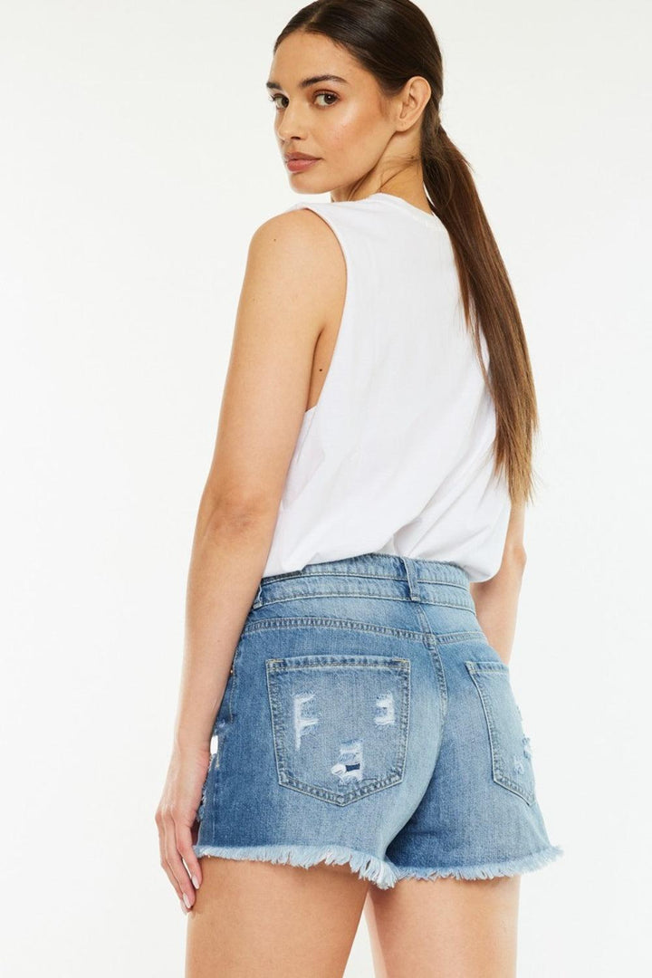 Kancan Full Size High Rise Raw Hem Denim Shorts - Jessiz Boutique