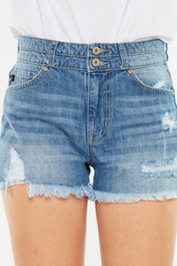 Kancan Full Size High Rise Raw Hem Denim Shorts - Jessiz Boutique