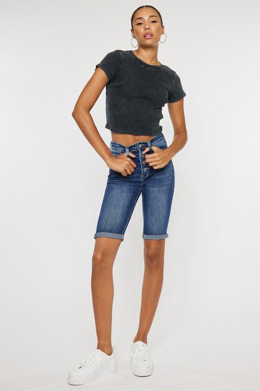 Kancan High Rise Cuff Bermuda Jeans - Jessiz Boutique