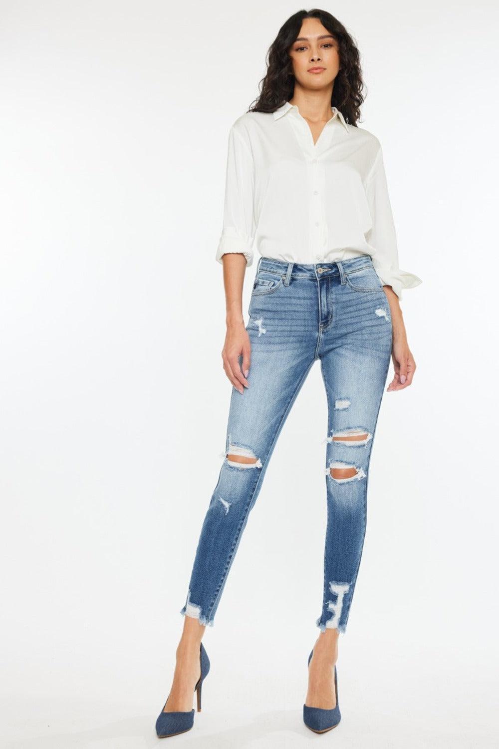 Kancan High Rise Frayed Ankle Skinny Jeans - Jessiz Boutique