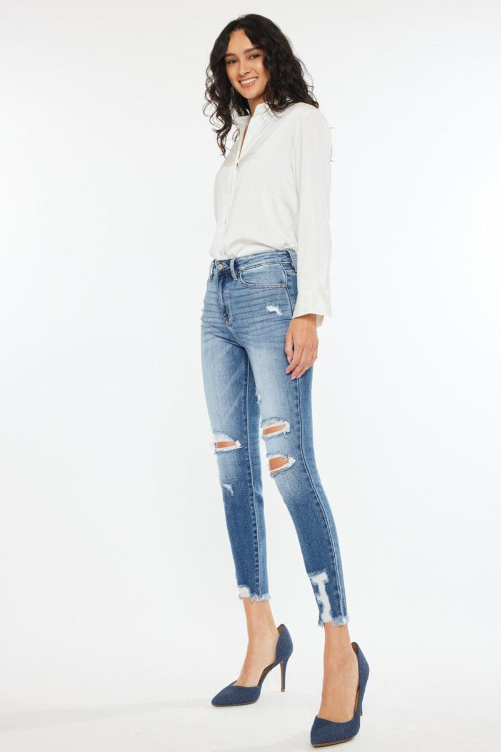 Kancan High Rise Frayed Ankle Skinny Jeans - Jessiz Boutique