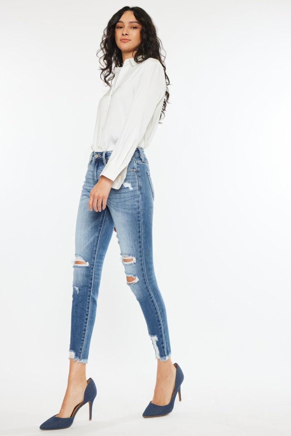 Kancan High Rise Frayed Ankle Skinny Jeans - Jessiz Boutique