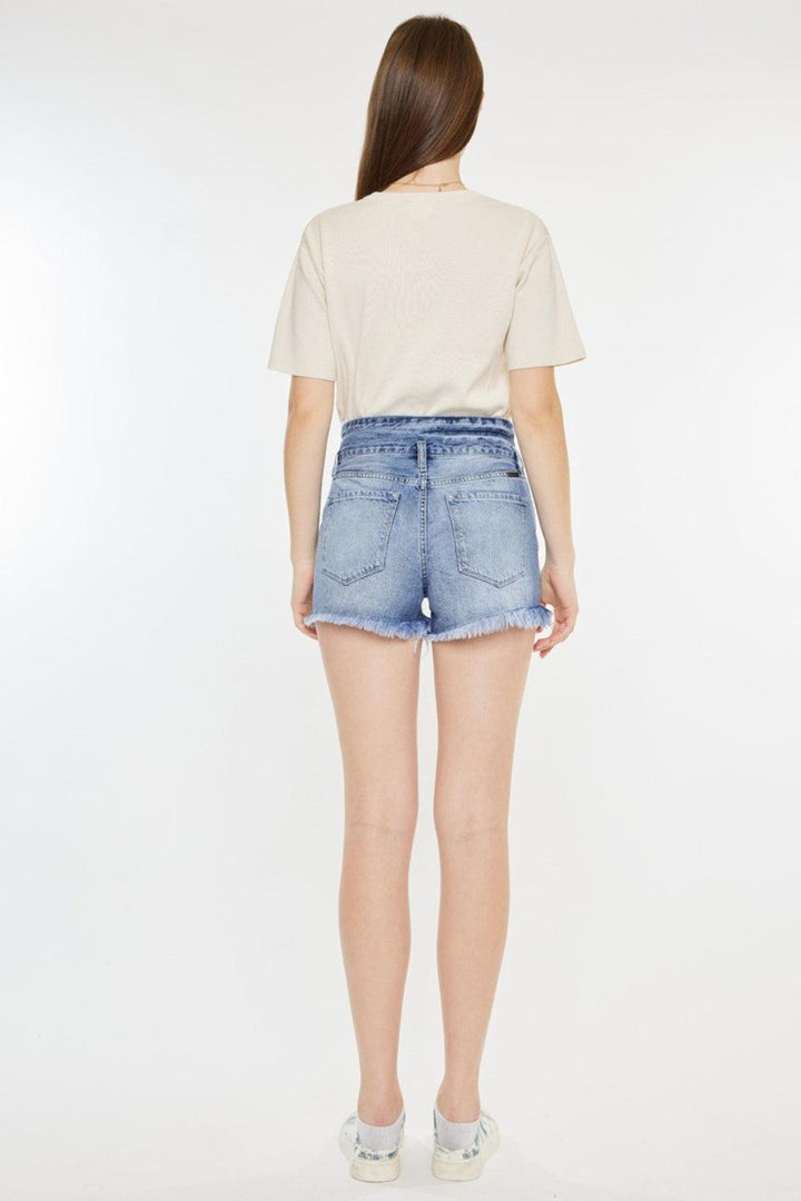 Kancan High Rise Frayed Hem Denim Shorts - Jessiz Boutique