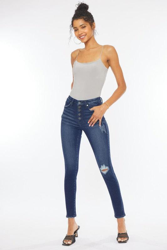 Kancan High Rise Piecing Detail Super Skinny Jeans - Jessiz Boutique