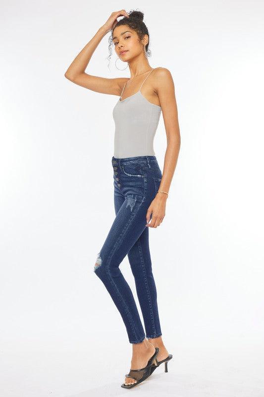 Kancan High Rise Piecing Detail Super Skinny Jeans - Jessiz Boutique