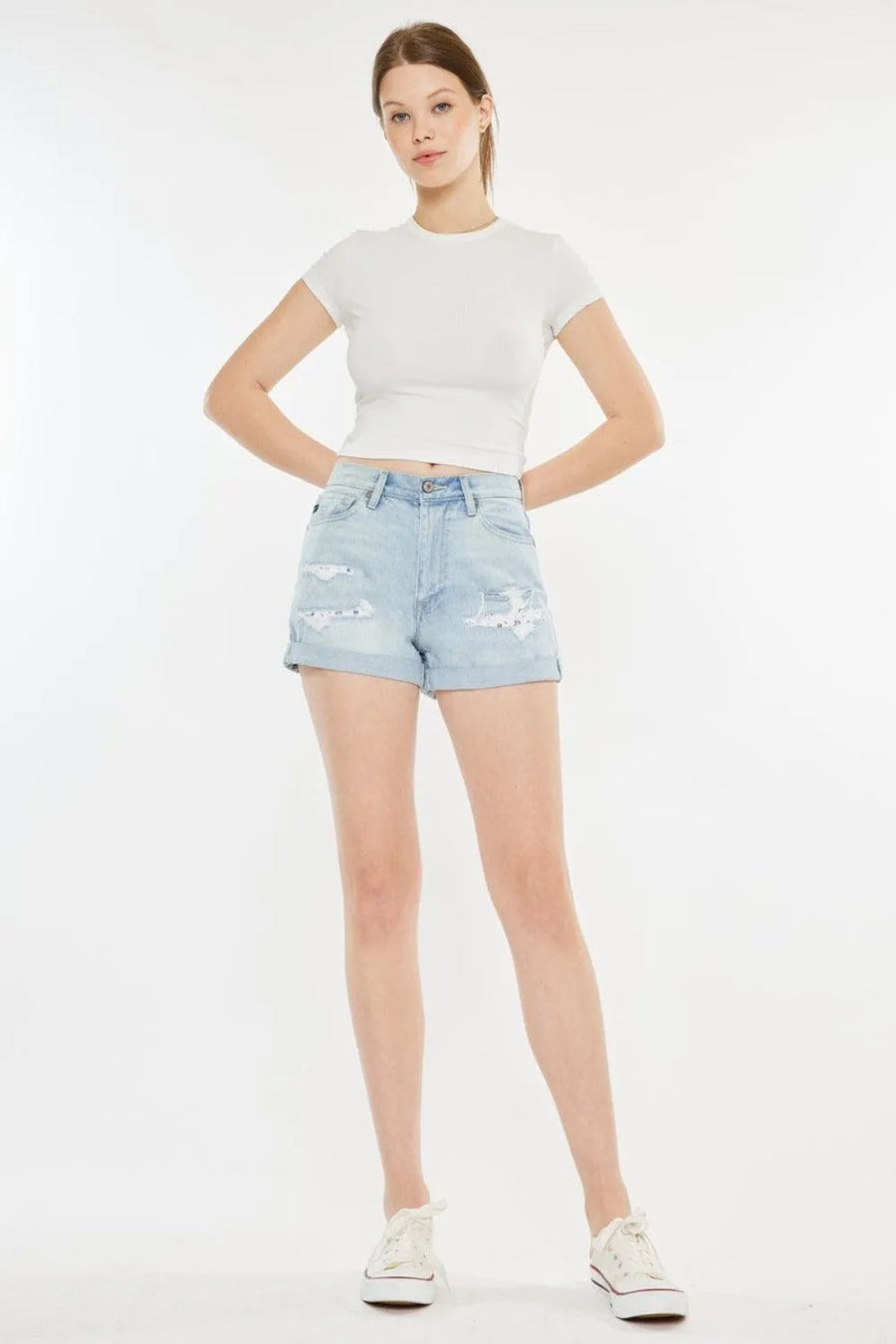 Kancan High Rise Repaired Mom Denim Shorts - Jessiz Boutique