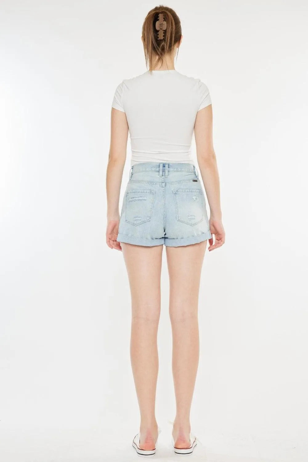 Kancan High Rise Repaired Mom Denim Shorts - Jessiz Boutique