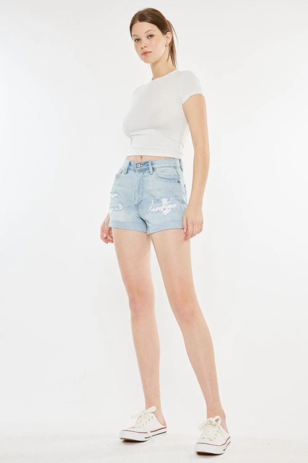 Kancan High Rise Repaired Mom Denim Shorts - Jessiz Boutique