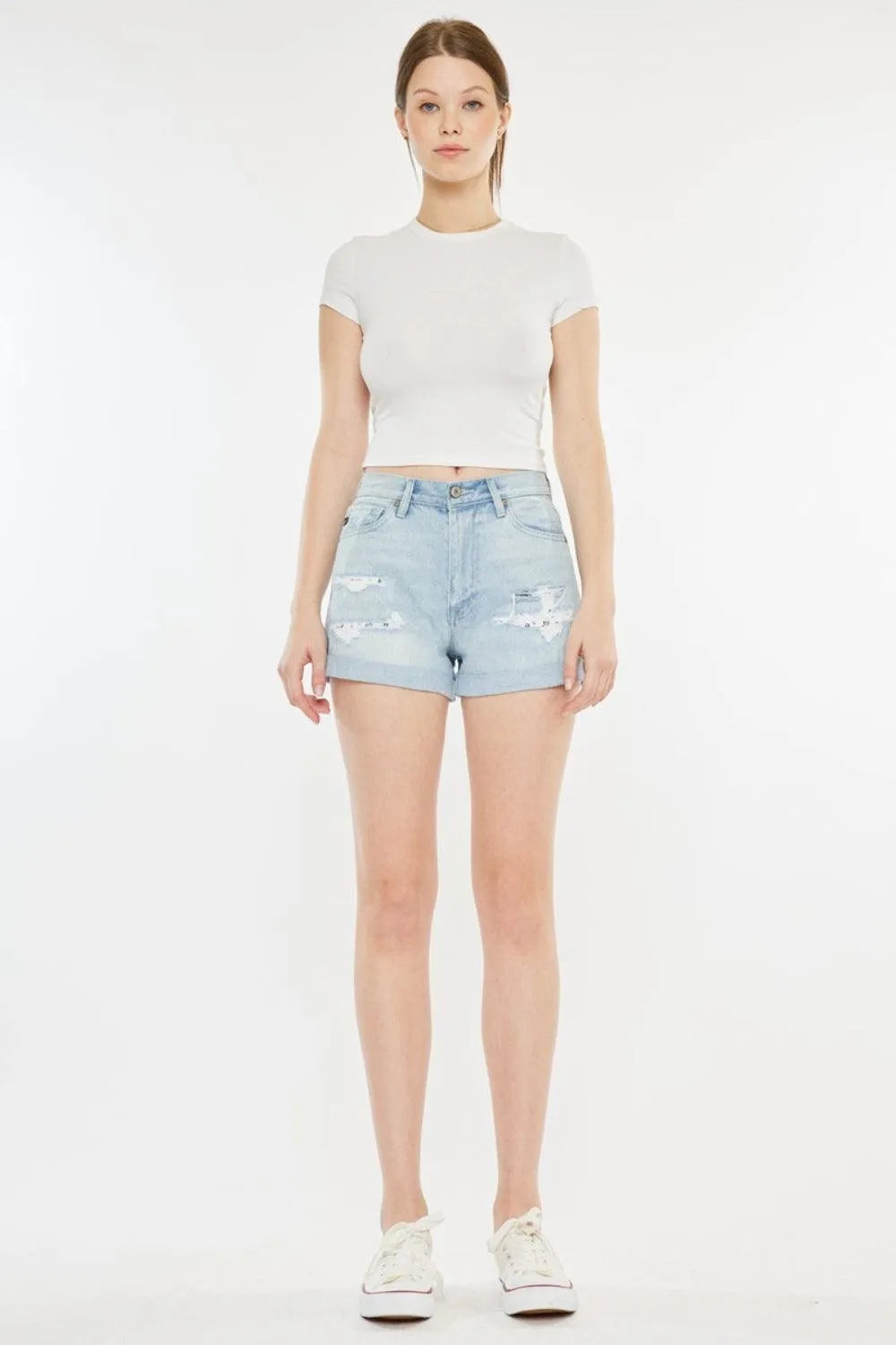 Kancan High Rise Repaired Mom Denim Shorts - Jessiz Boutique