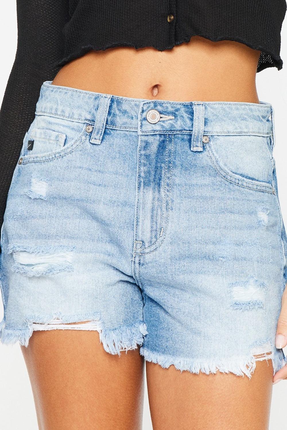 Kancan High Waist Frayed Denim Shorts - Jessiz Boutique