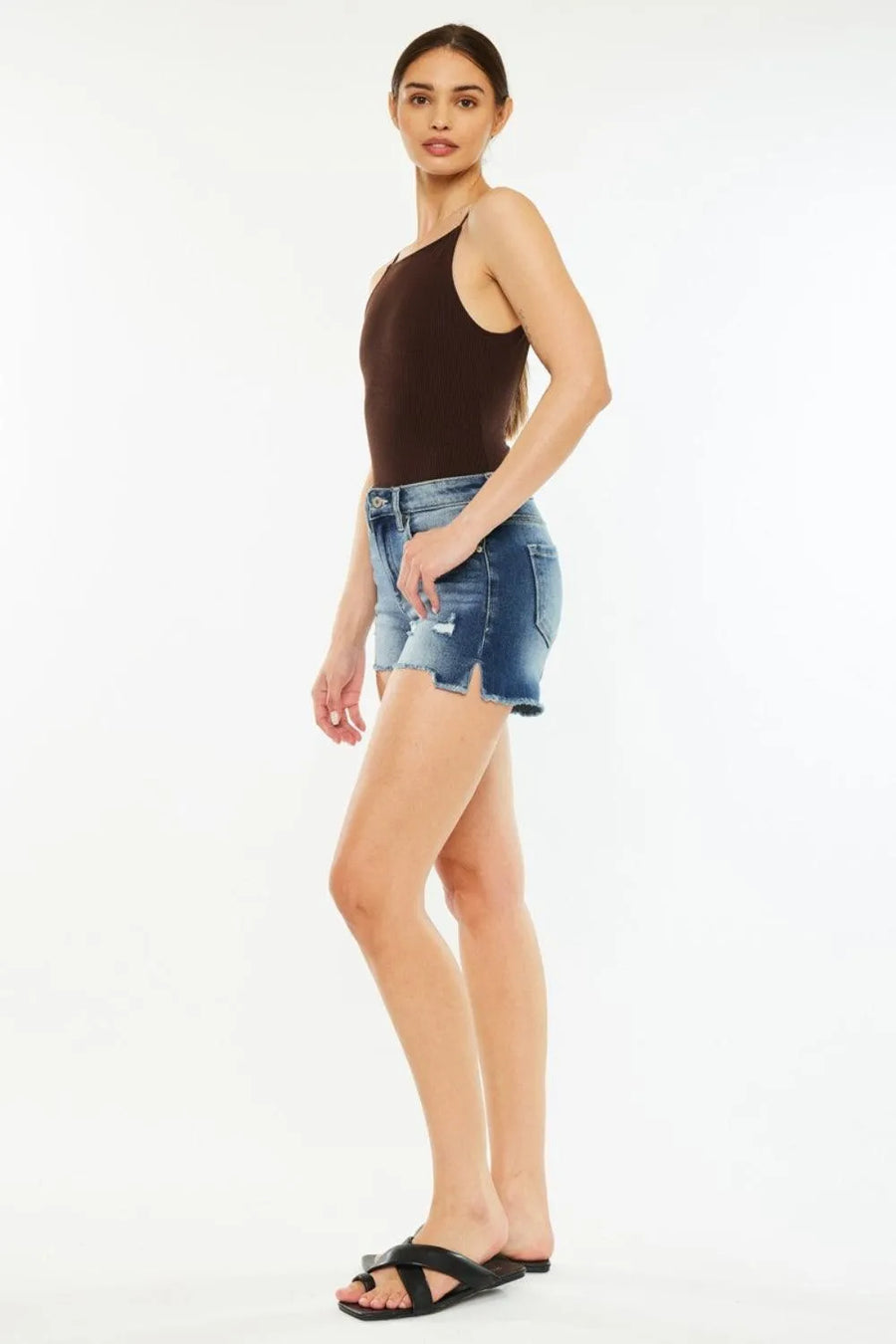 Kancan High Waist Raw Hem Denim Shorts - Jessiz Boutique