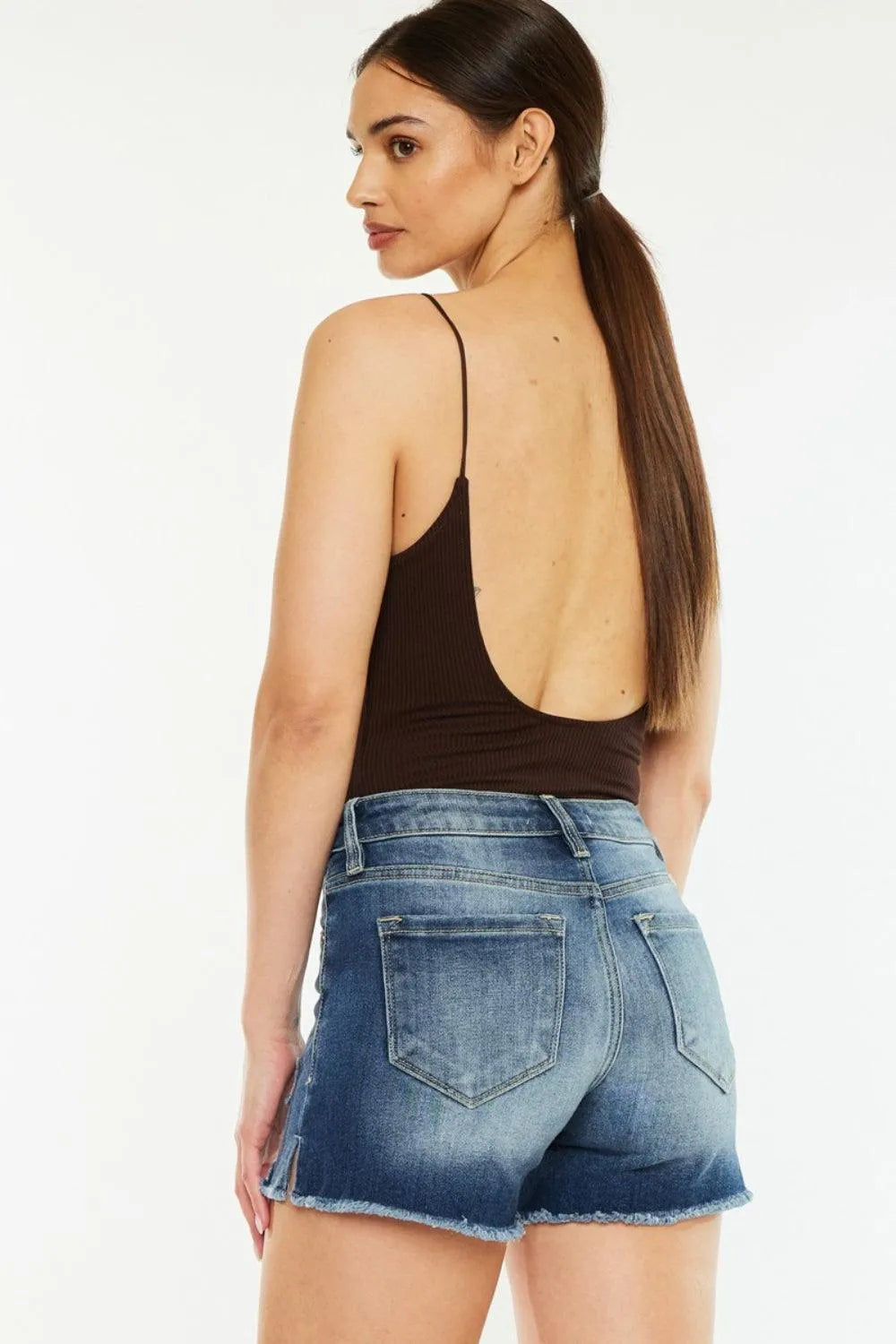 Kancan High Waist Raw Hem Denim Shorts - Jessiz Boutique