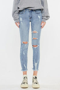 Kancan Mid Rise Distressed Ankle Skinny Jeans - Jessiz Boutique