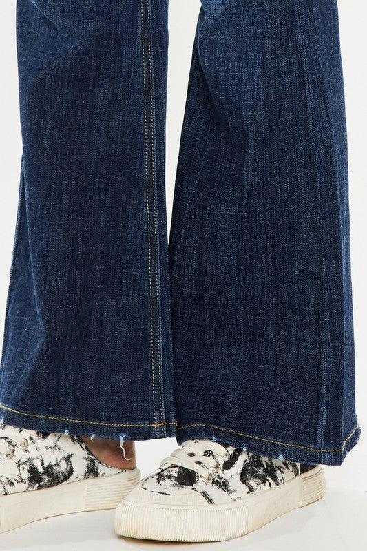 Kancan Plus Petite Dark Wash Mid Rise Flare Jeans - Jessiz Boutique