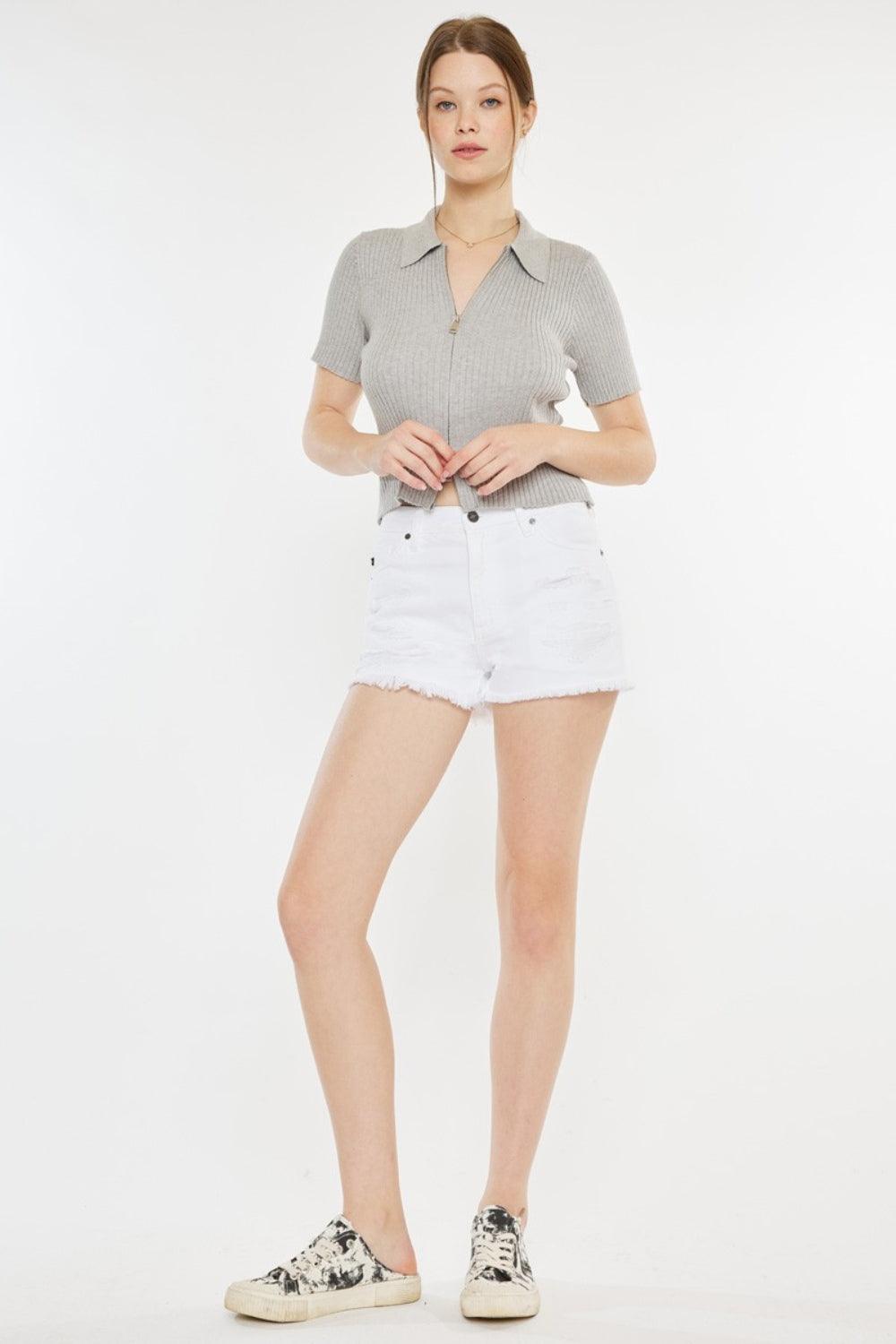 Kancan Raw Hem Distressed Denim Shorts - Jessiz Boutique