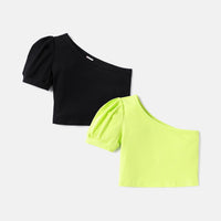 Kids One Shoulder Cut Out Crop Tee - Jessiz Boutique