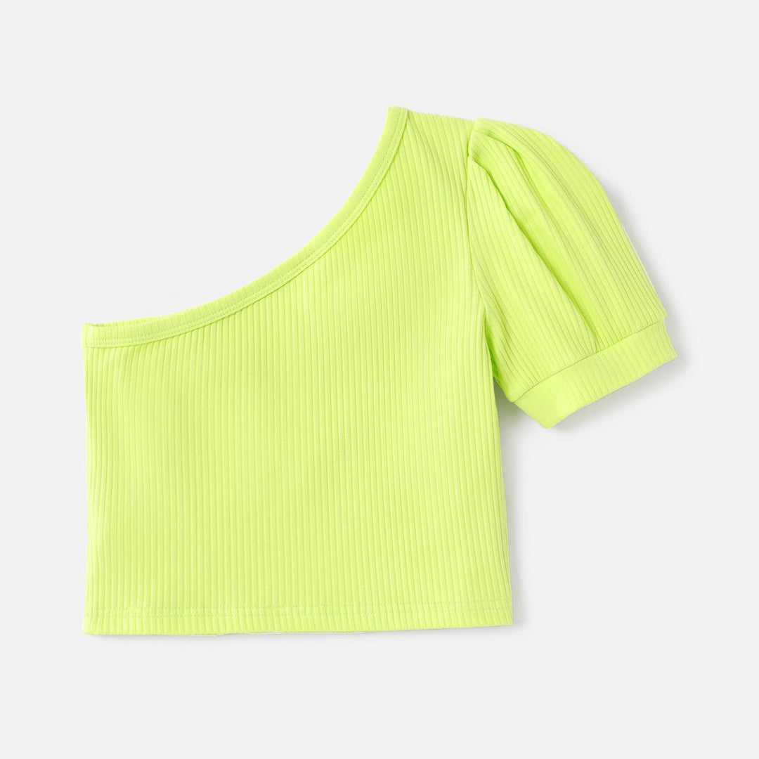 Kids One Shoulder Cut Out Crop Tee - Jessiz Boutique