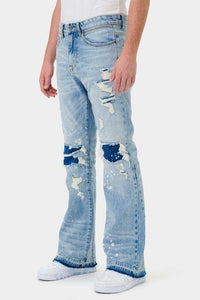 Knee Destroyed Slim Flare Denim - Jessiz Boutique