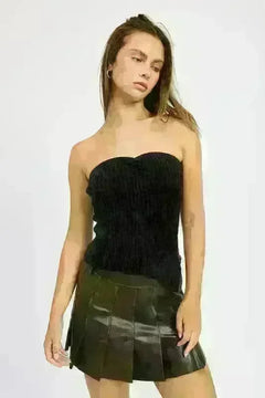 Leather Pleated Skirt - Jessiz Boutique