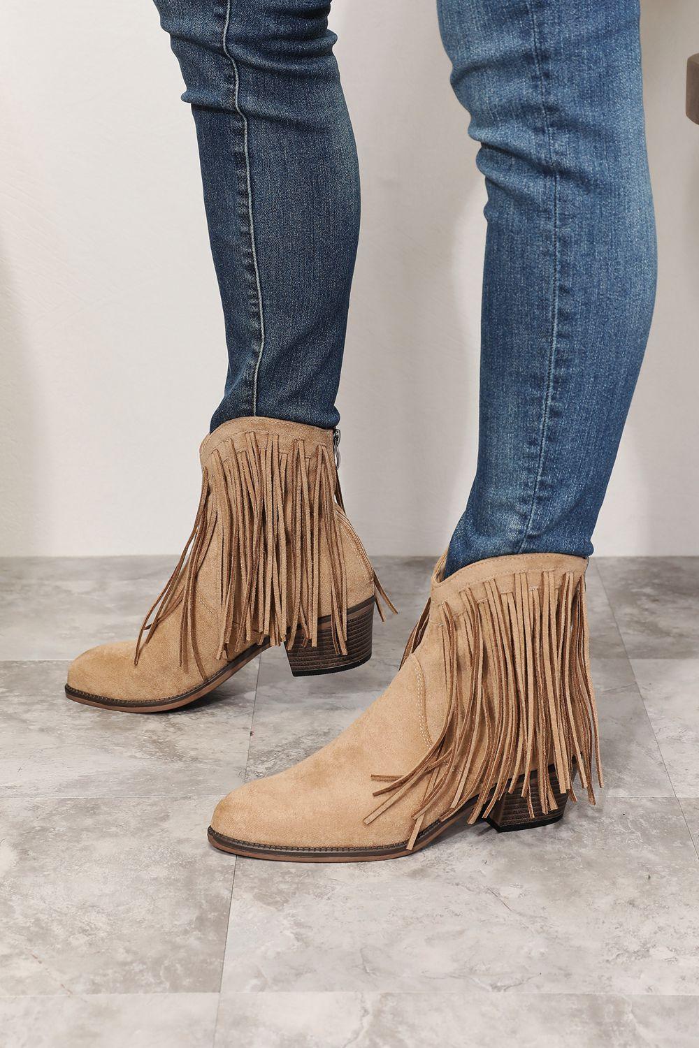 Legend Women's Fringe Cowboy Western Ankle Boots - Jessiz Boutique