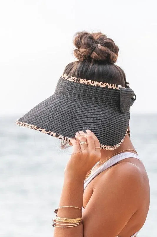 Leopard Foldable Bow Visors - Jessiz Boutique