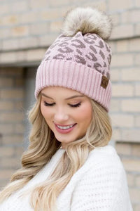 Leopard Fur Pom Beanie - Jessiz Boutique