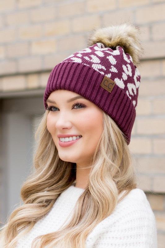 Leopard Fur Pom Beanie - Jessiz Boutique