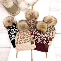 Leopard Fur Pom Beanie - Jessiz Boutique