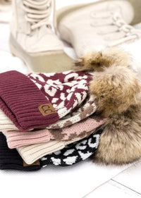 Leopard Fur Pom Beanie - Jessiz Boutique