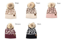 Leopard Fur Pom Beanie - Jessiz Boutique