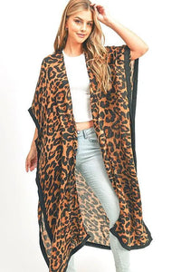 Leopard Printed Extra Long Kimono Cardigan - Jessiz Boutique