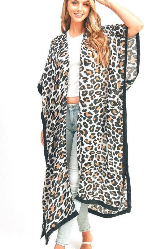 Leopard Printed Extra Long Kimono Cardigan - Jessiz Boutique