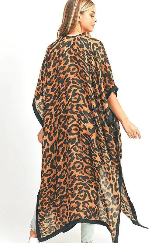 Leopard Printed Extra Long Kimono Cardigan - Jessiz Boutique