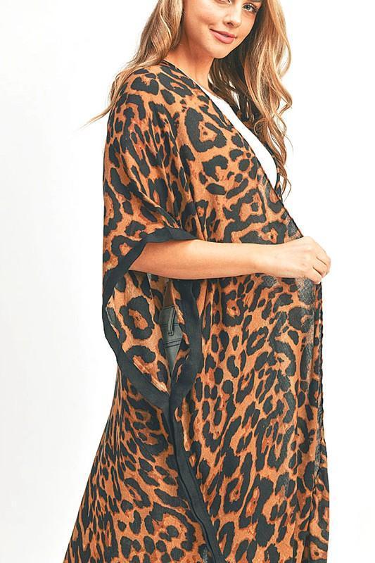 Leopard Printed Extra Long Kimono Cardigan - Jessiz Boutique