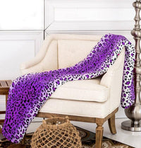 Leopard Purple Warm Cozy Throw Flannel Blanket - Jessiz Boutique