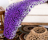 Leopard Purple Warm Cozy Throw Flannel Blanket - Jessiz Boutique