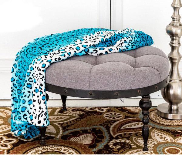 Leopard Turquoise Warm Cozy Bed Throw Blanket - Jessiz Boutique