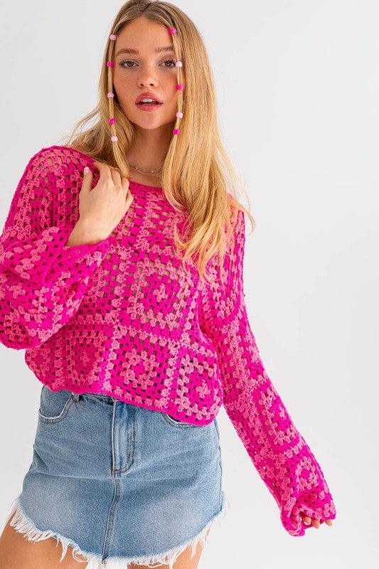 Long Sleeve Crochet Top - Jessiz Boutique