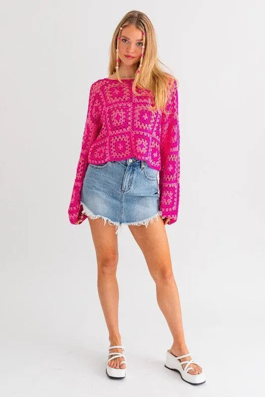 Long Sleeve Crochet Top - Jessiz Boutique