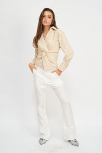 Long Sleeve Twist Front Top - Jessiz Boutique