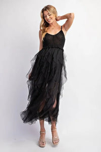 Lovely Tulle Midi Crochet Dress - Jessiz Boutique