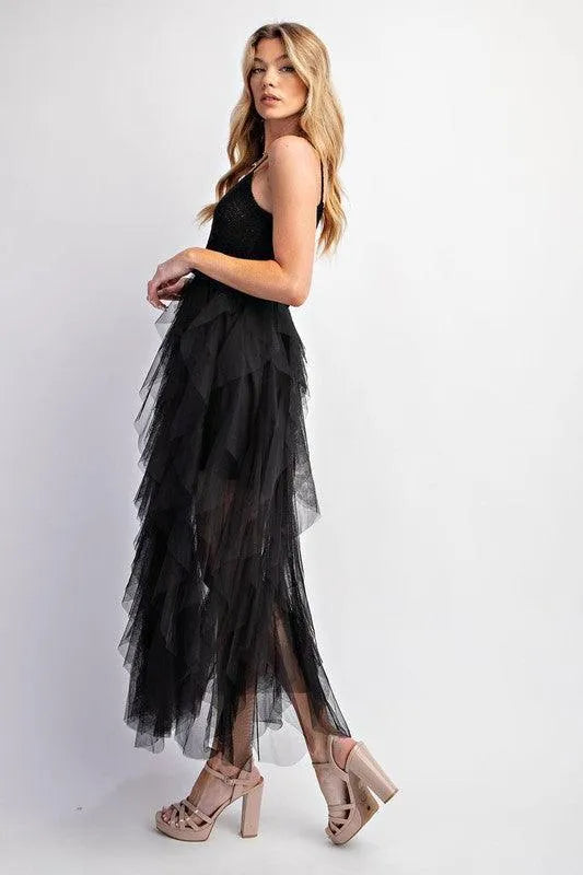 Lovely Tulle Midi Crochet Dress - Jessiz Boutique