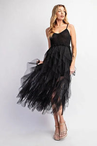 Lovely Tulle Midi Crochet Dress - Jessiz Boutique