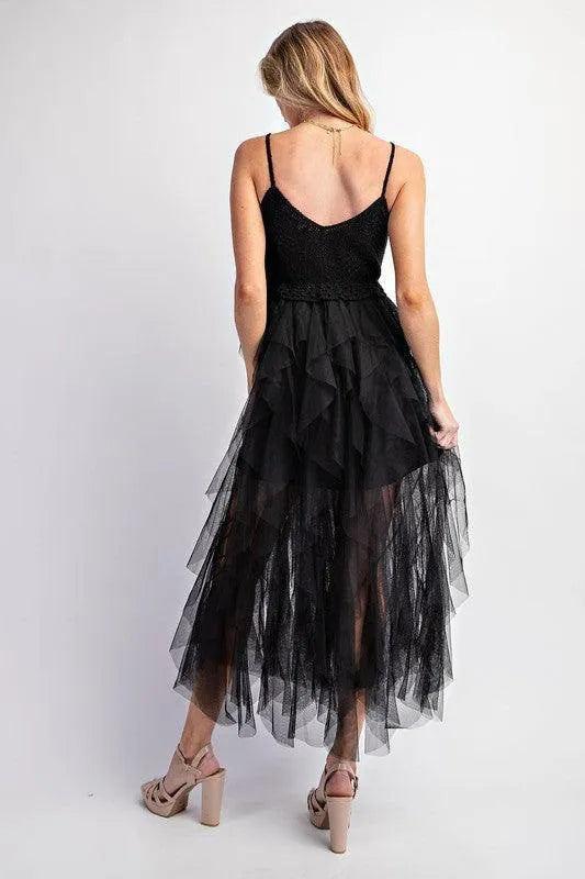 Lovely Tulle Midi Crochet Dress - Jessiz Boutique