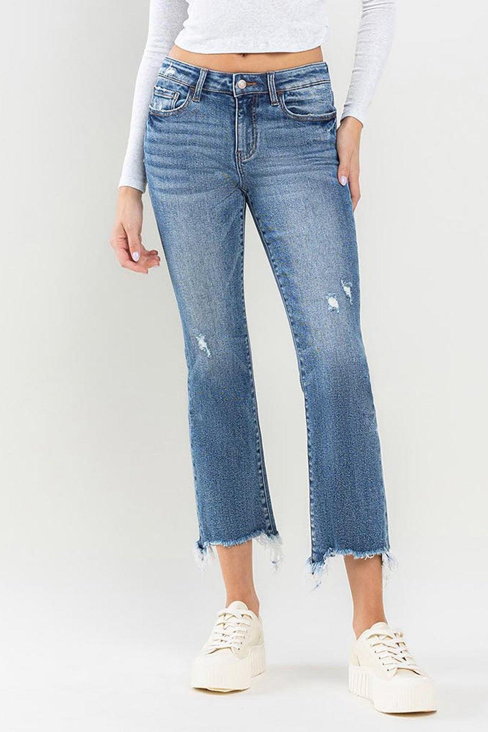 Lovervet Mid Rise Frayed Hem Jeans - Jessiz Boutique